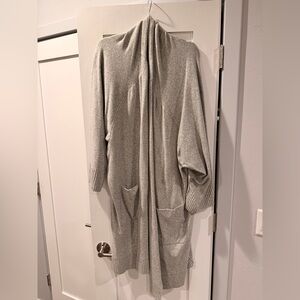 free people light grey duster kimono sweater